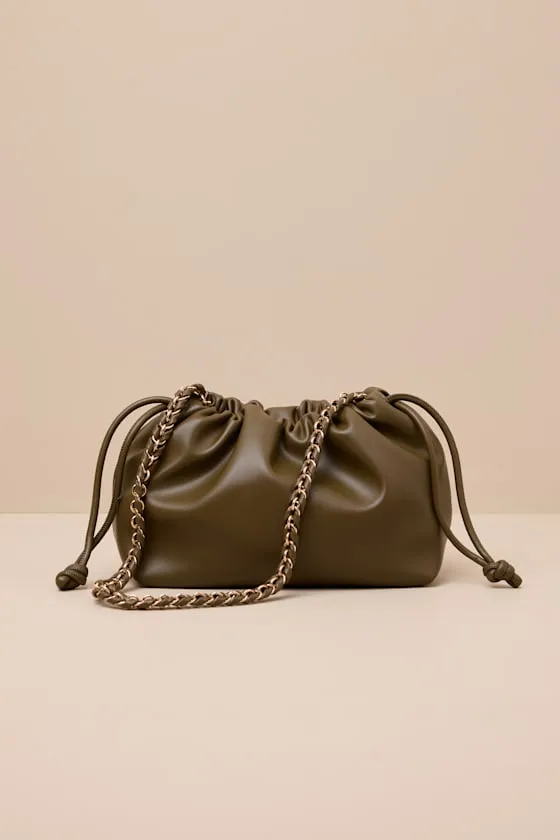 Franca Olive Vegan Leather Drawstring Shoulder Bag sold by Lulus product image thumbnail 2