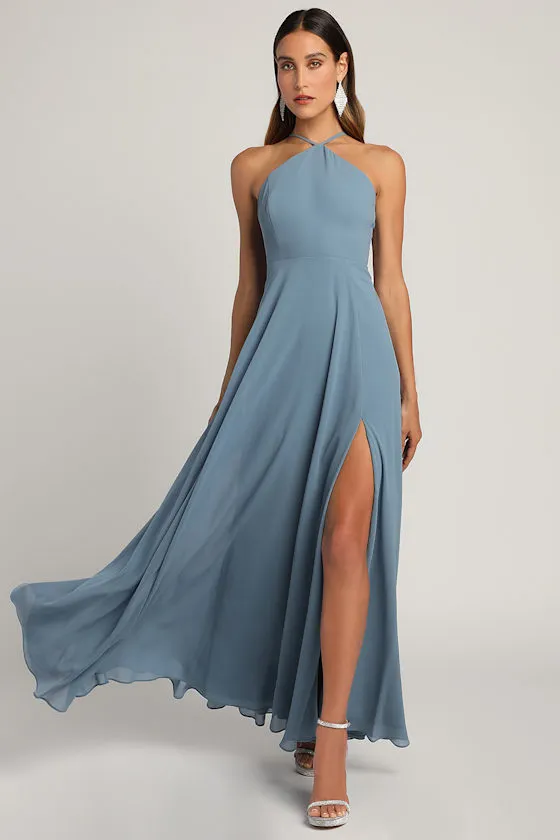 Absolutely Breathtaking Slate Blue Maxi Dress sold by Lulus