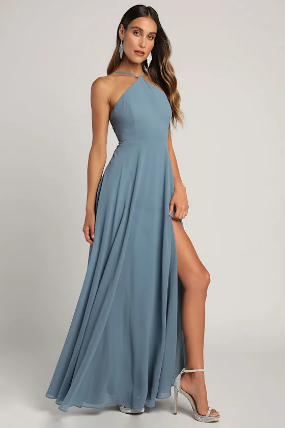 Absolutely Breathtaking Slate Blue Maxi Dress sold by Lulus product image thumbnail 2