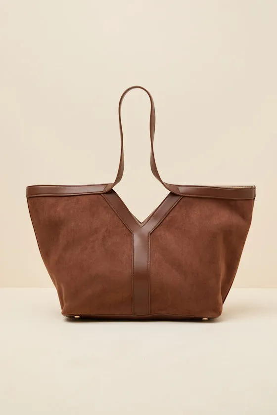 Meryl Brown Suede Tote Bag sold by Lulus