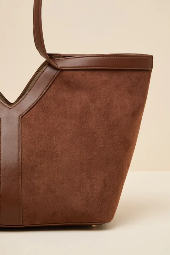 Meryl Brown Suede Tote Bag sold by Lulus product image thumbnail 3