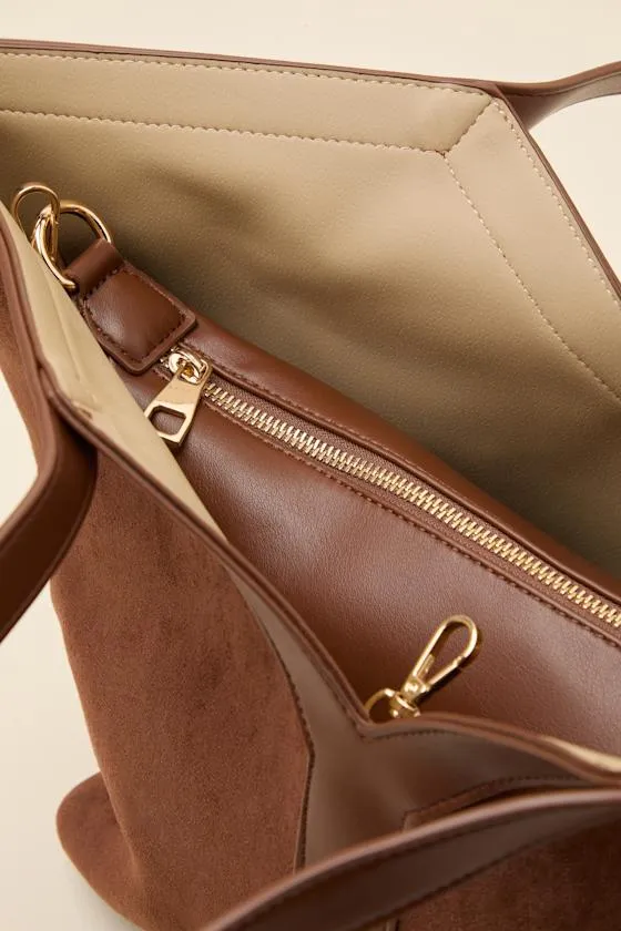 Meryl Brown Suede Tote Bag sold by Lulus product image thumbnail 4
