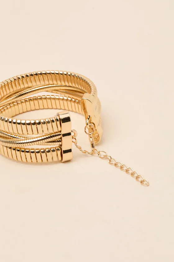 Louie Gold Textured Layered Bangle Bracelet sold by Lulus product image thumbnail 2