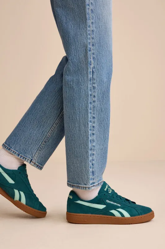 Club C Grounds UK Retro Teal Suede Leather Sneakers made by Lulus