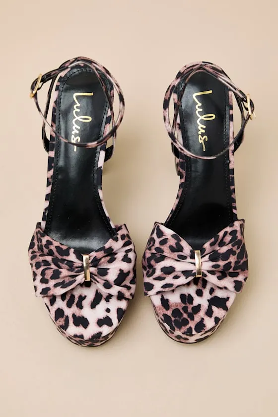 Purly Leopard Satin Platform High Heel Ankle Strap Sandals sold by Lulus product image thumbnail 4