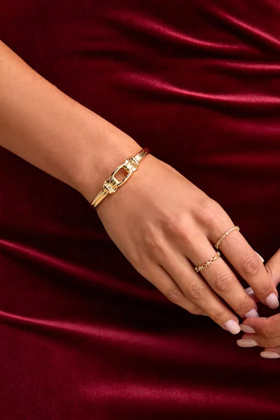 Leilah Gold Knotted Link Cuff Bracelet sold by Lulus