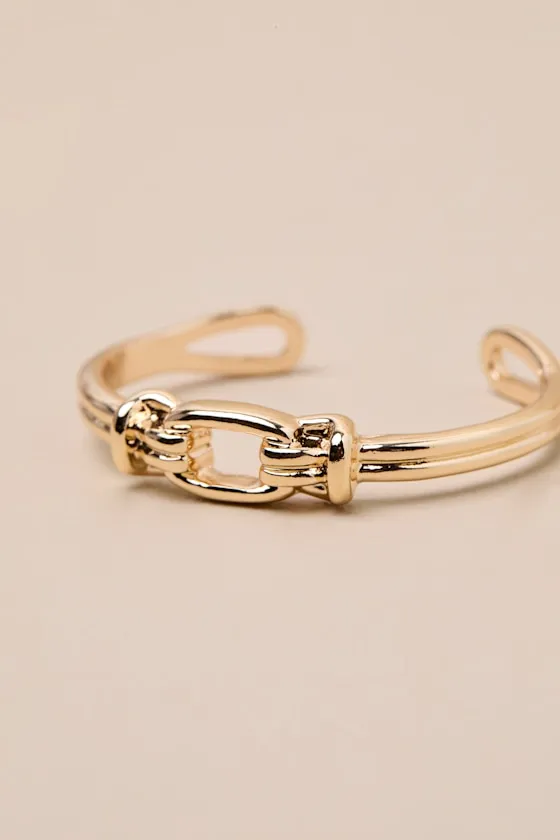 Leilah Gold Knotted Link Cuff Bracelet sold by Lulus product image thumbnail 4