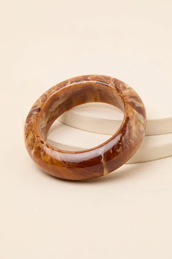 Shea Brown Marbled Acrylic Bangle Bracelet sold by Lulus