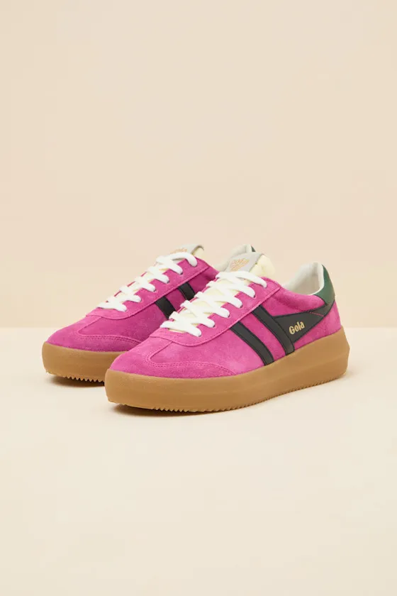 Athena Fuchsia and Black Suede Leather Sneakers sold by Lulus product image thumbnail 3
