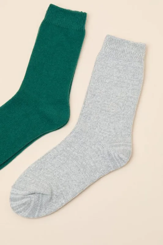 Cozy Forest and Heather Grey 2-Piece Crew Sock Set sold by Lulus
