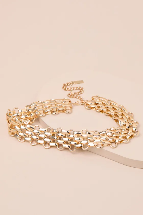 Collette Gold Woven Choker Statement Necklace sold by Lulus product image thumbnail 2