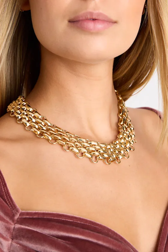 Collette Gold Woven Choker Statement Necklace sold by Lulus product image thumbnail 3