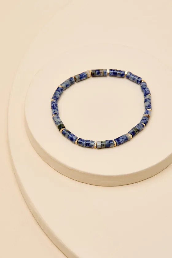 Calysta Dark Blue and Gold Beaded Bracelet sold by Lulus product image thumbnail 3
