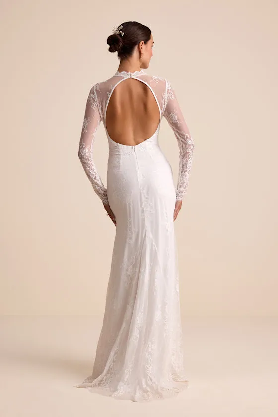 Laveau White Lace Bustier Backless Mermaid Maxi Dress sold by Lulus