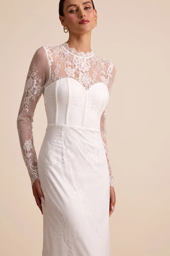 Laveau White Lace Bustier Backless Mermaid Maxi Dress sold by Lulus product image thumbnail 3