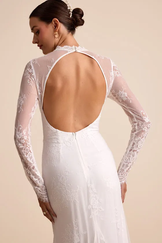 Laveau White Lace Bustier Backless Mermaid Maxi Dress sold by Lulus product image thumbnail 4