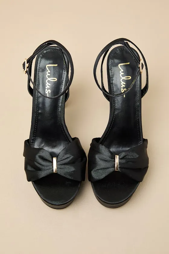 Purly Black Satin Platform High Heel Ankle Strap Sandals sold by Lulus product image thumbnail 4