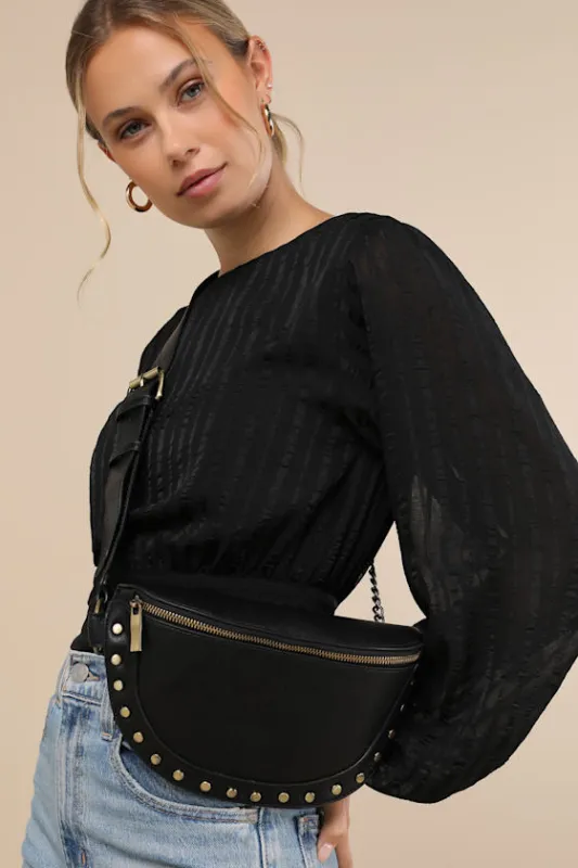 Jeanni Black Studded Crossbody Bag sold by Lulus
