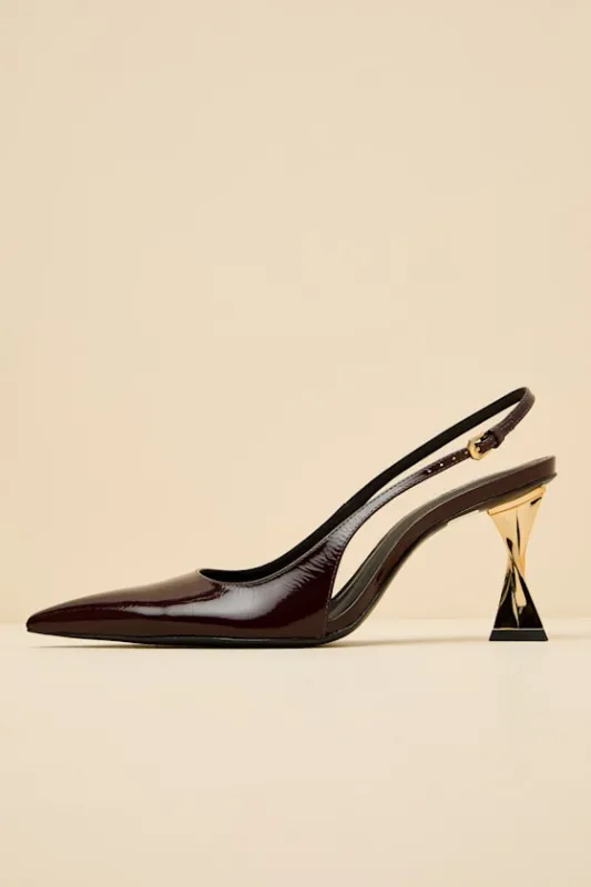 Elisha Maplewood Pointed-Toe Slingback Pumps sold by Lulus