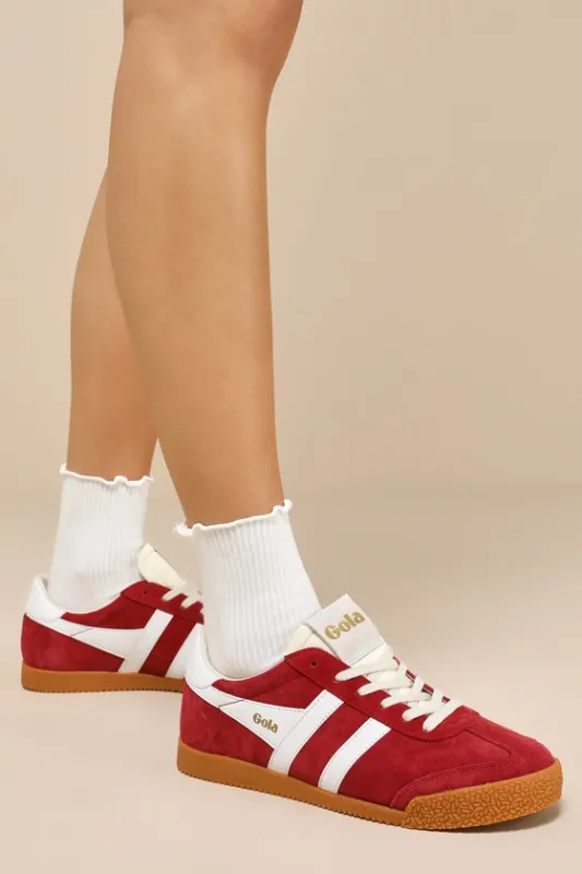 Elan Deep Red Color Block Suede Leather Sneakers sold by Lulus