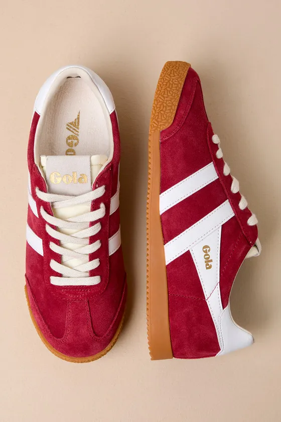 Elan Deep Red Color Block Suede Leather Sneakers sold by Lulus product image thumbnail 3