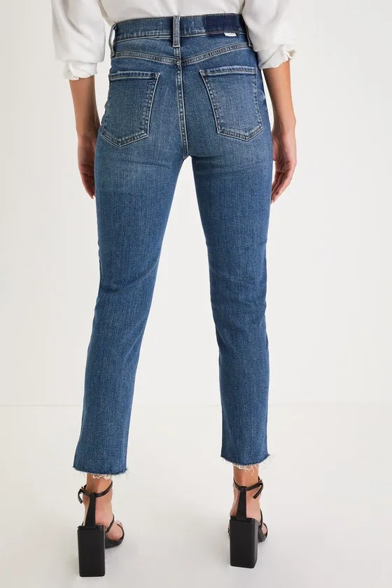 Daily Driver Dark Wash Distressed High-Rise Skinny Jeans sold by Lulus product image thumbnail 2