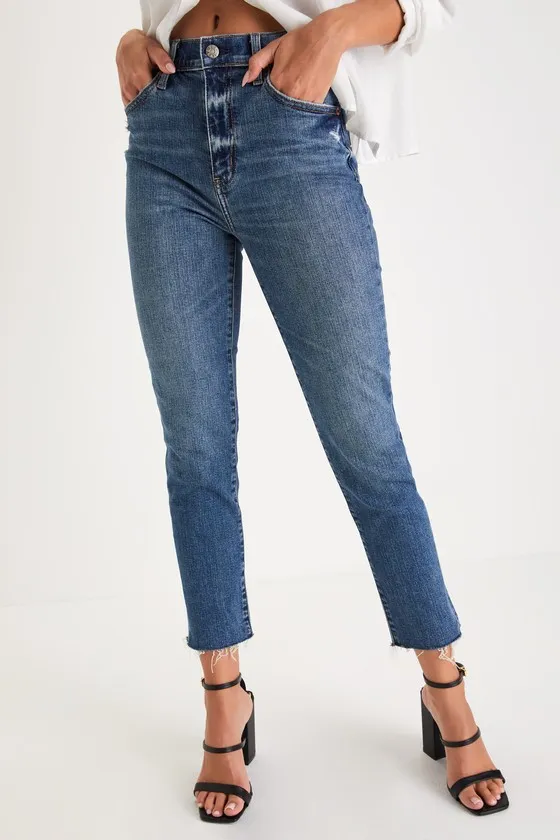 Daily Driver Dark Wash Distressed High-Rise Skinny Jeans sold by Lulus product image thumbnail 4