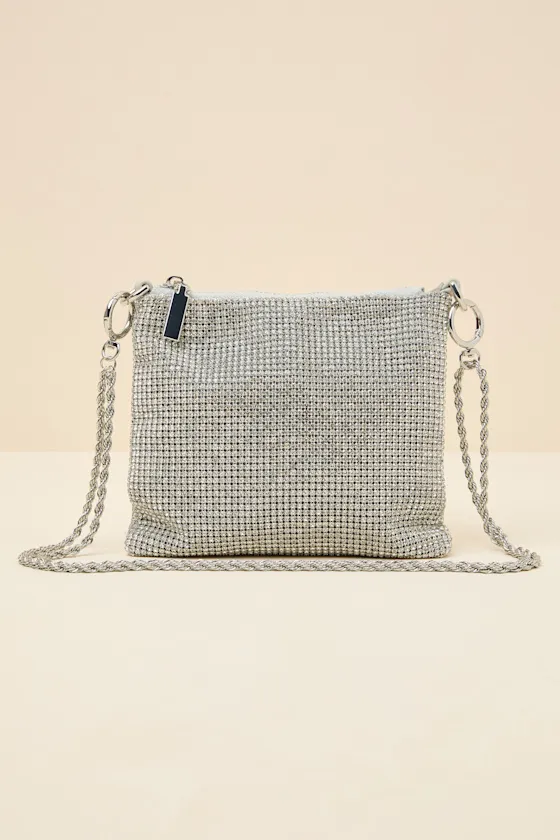 Piper Silver Rhinestone Handle Bag sold by Lulus
