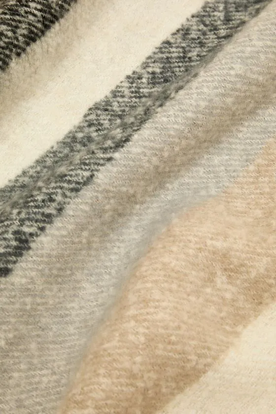 Averina Beige and Grey Striped Oversized Fringe Scarf sold by Lulus product image thumbnail 3