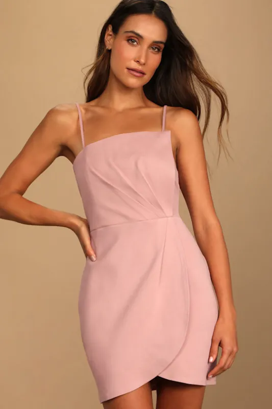 Drinks On Me Mauve Pink Sleeveless Pleated Bodycon Dress sold by Lulus