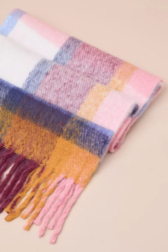 Amelie Multi Plaid Fringe Oversized Scarf sold by Lulus product image thumbnail 2