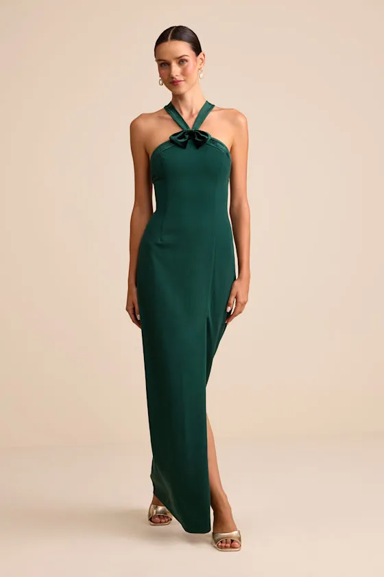Bisian Green Velvet Bow Backless Apron Maxi Dress sold by Lulus product image thumbnail 2