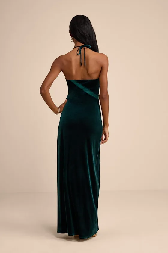 Maxwell Dark Green Velvet Halter Maxi Dress sold by Lulus product image thumbnail 3