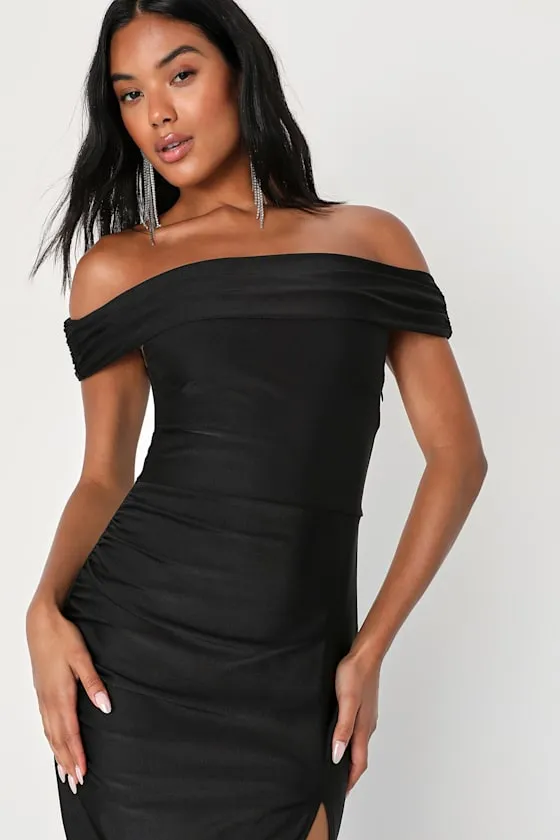 Absolute Glamour Black Off-the-Shoulder Maxi Dress sold by Lulus product image thumbnail 3