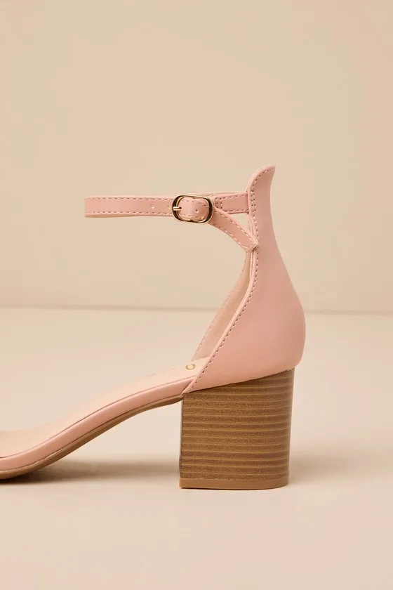 Harper Almond Stacked Ankle Strap Heels sold by Lulus product image thumbnail 4