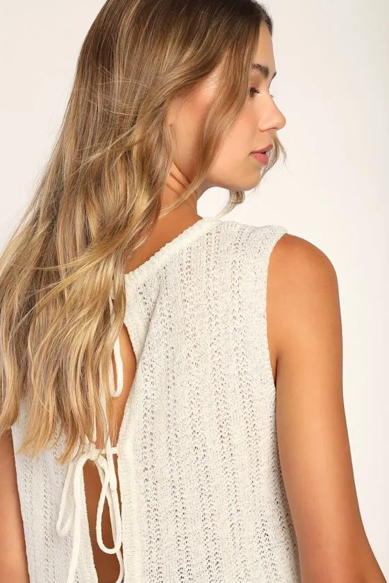 Tie Away Cream Tie-Back Sweater Knit Tank Top sold by Lulus product image thumbnail 4