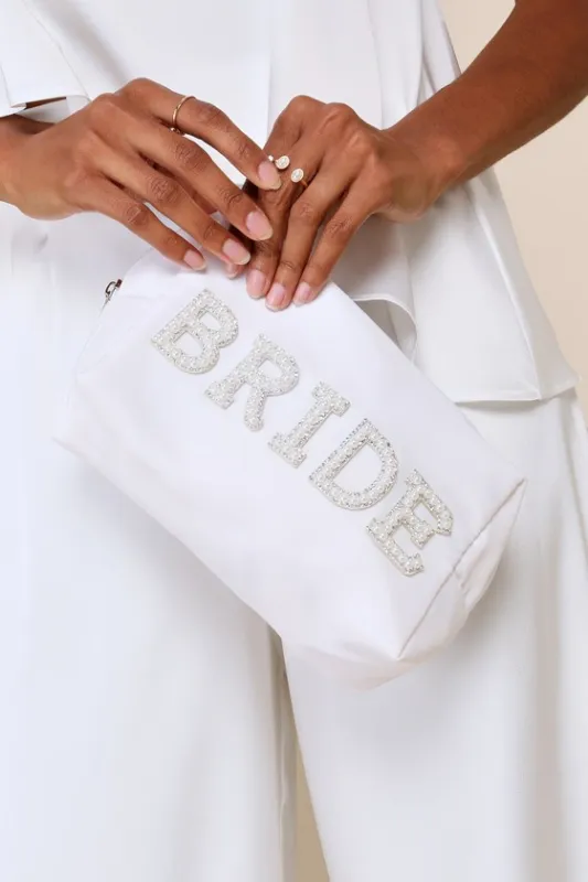Wedded Beauty White Pearl Bride Cosmetic Pouch sold by Lulus