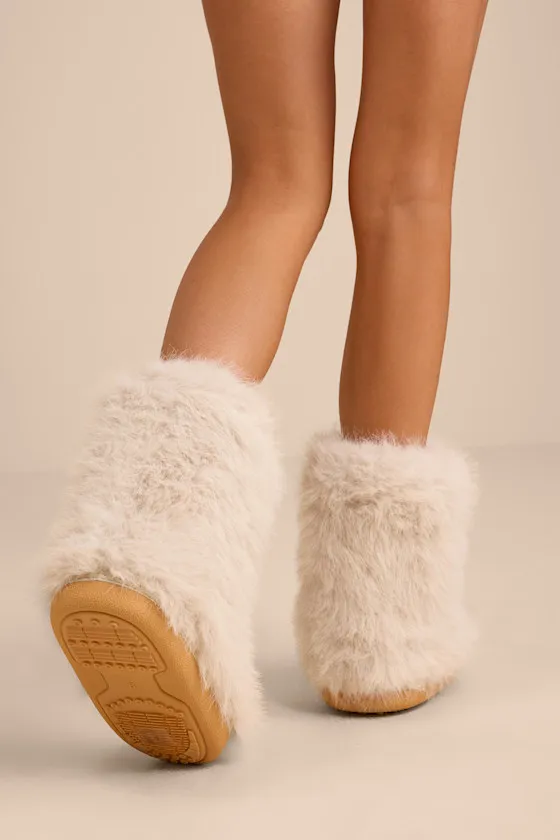 Dipa Ivory Faux Fur Mid-Calf Booties sold by Lulus product image thumbnail 2