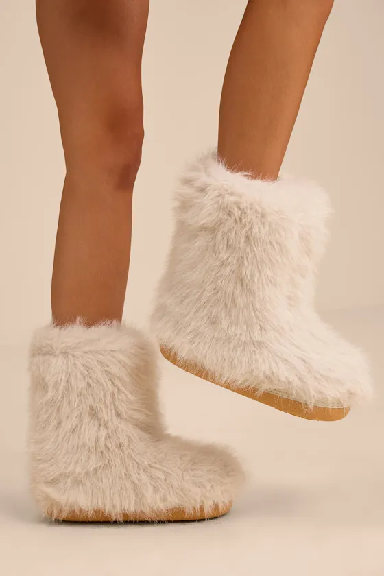 Dipa Ivory Faux Fur Mid-Calf Booties sold by Lulus product image thumbnail 3