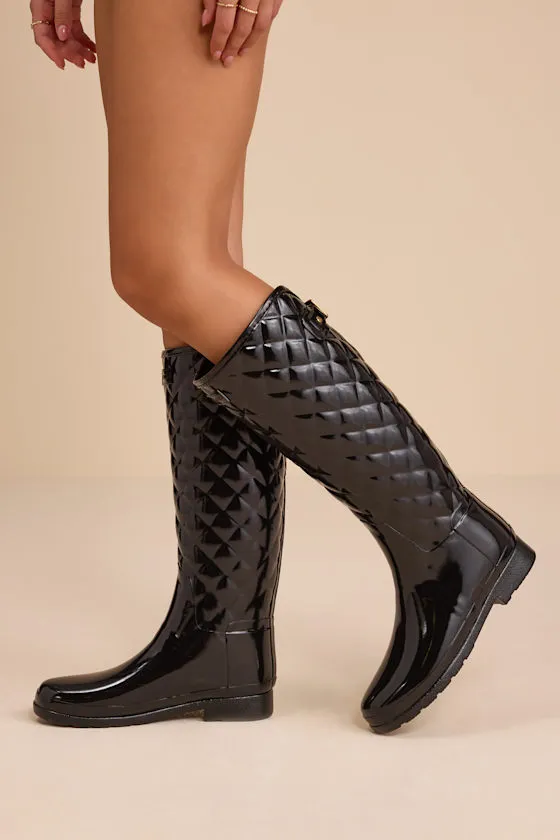 Refined Black Quilted Tall Rain Boots sold by Lulus product image thumbnail 2