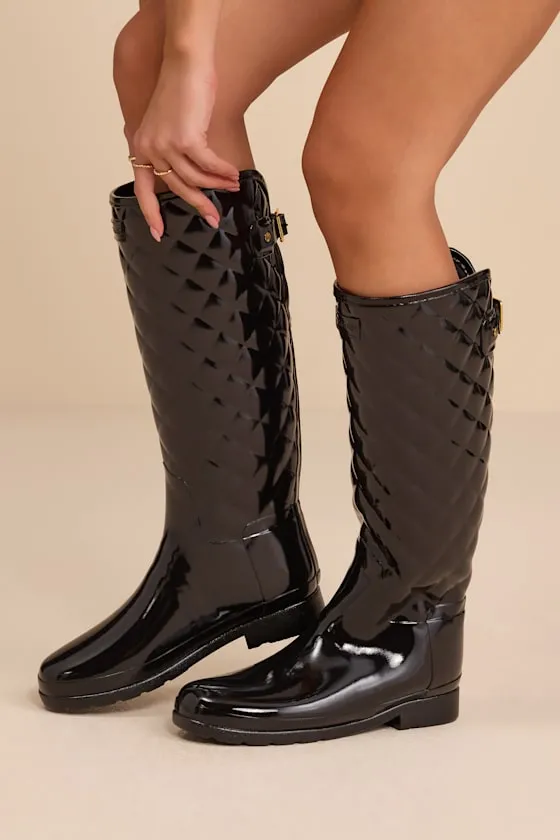 Refined Black Quilted Tall Rain Boots sold by Lulus product image thumbnail 3