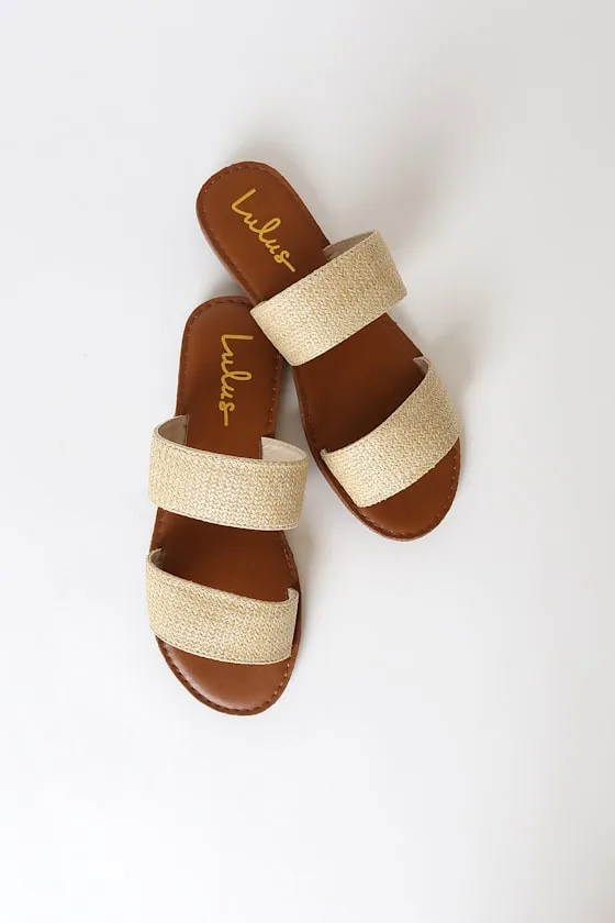 Time to Chill Natural Raffia Slide Sandals sold by Lulus product image thumbnail 3