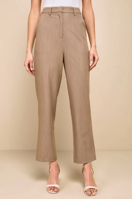 Chic Endeavor Taupe High Rise Tapered Trouser Pants sold by Lulus product image thumbnail 2
