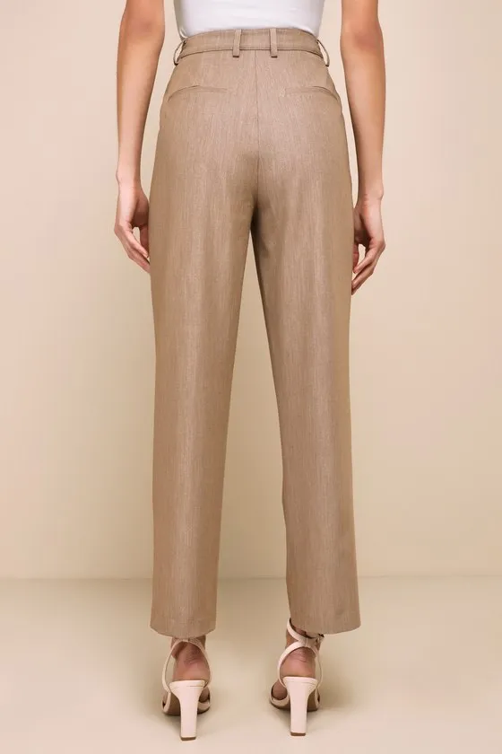 Chic Endeavor Taupe High Rise Tapered Trouser Pants sold by Lulus product image thumbnail 3