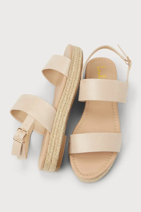 Callidora Light Nude Suede Raffia Flatform Sandals sold by Lulus product image thumbnail 2