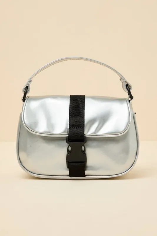 Hooked On Silver Metallic Mini Handbag made by Vans