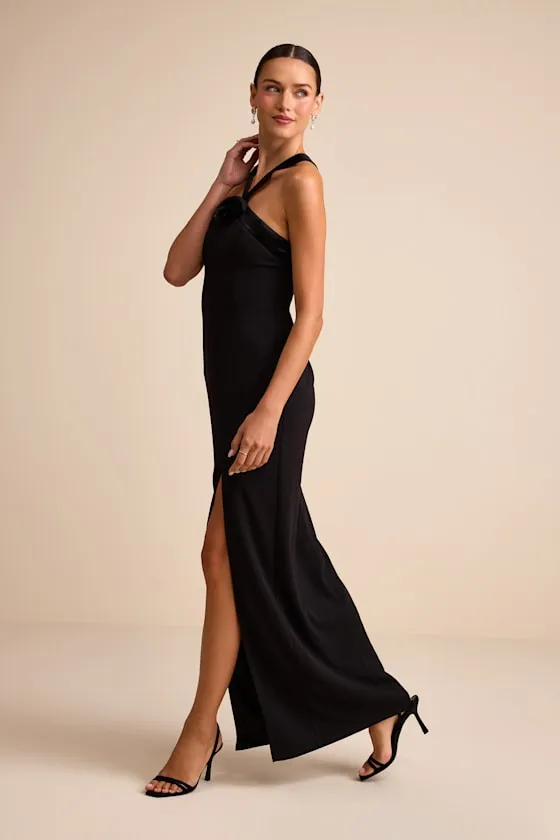 Bisian Black Velvet Bow Backless Apron Maxi Dress sold by Lulus product image thumbnail 4
