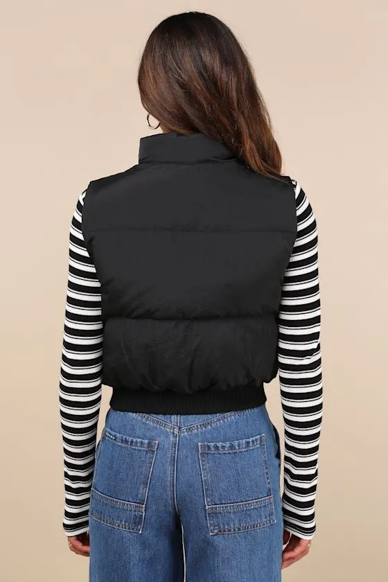 Warm Aesthetic Black Mock Neck Puffer Vest sold by Lulus product image thumbnail 2