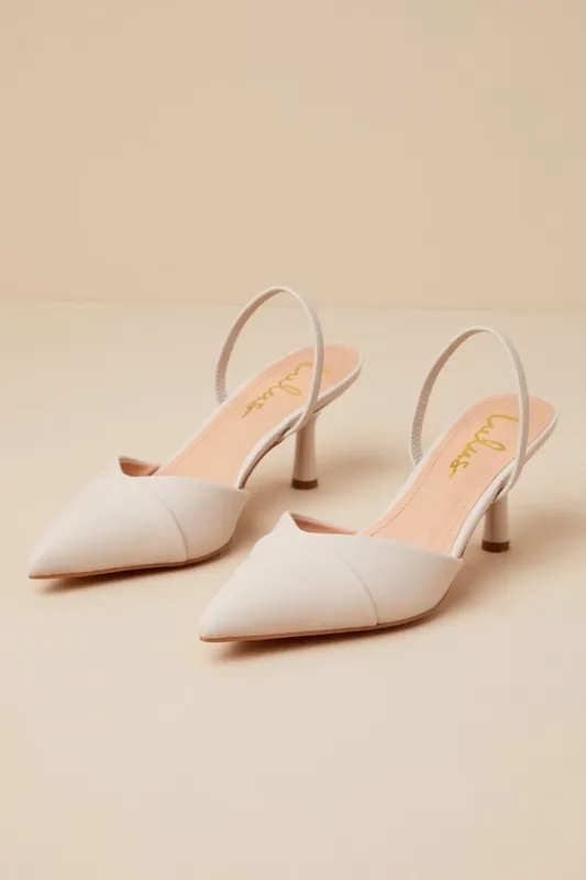 Verenna Ivory Pointed-Toe Slingback Pumps sold by Lulus