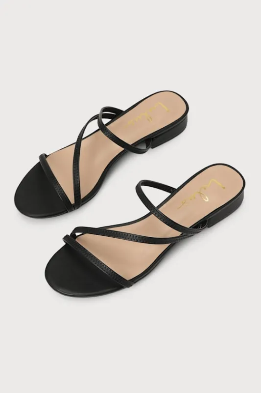 Monroy Black Strappy Slide Sandals sold by Lulus